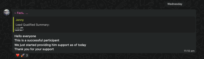 Testimonial screenshot — Genuine Care