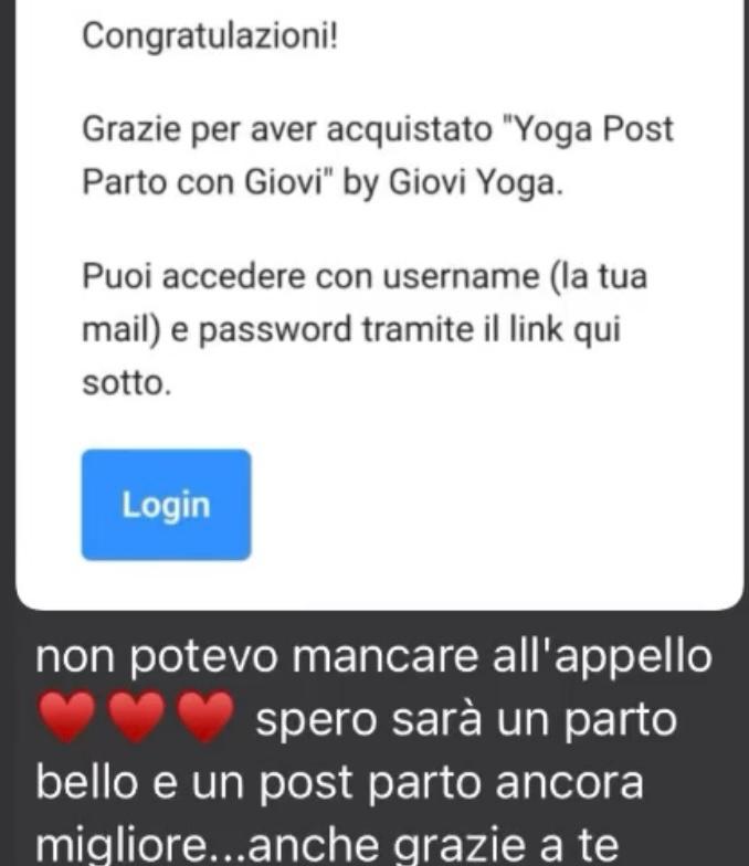 Recensione WhatsApp di una mamma del corso