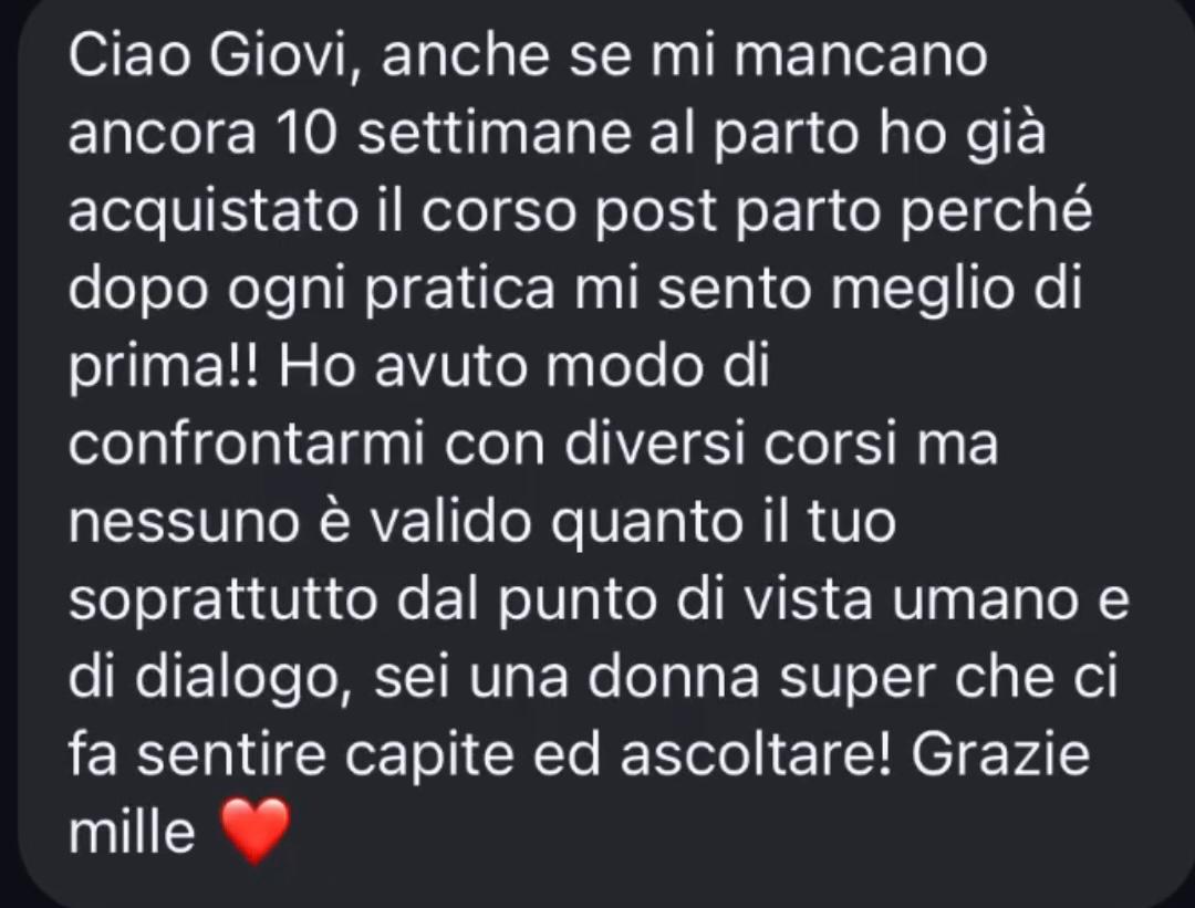 Recensione WhatsApp di una mamma del corso