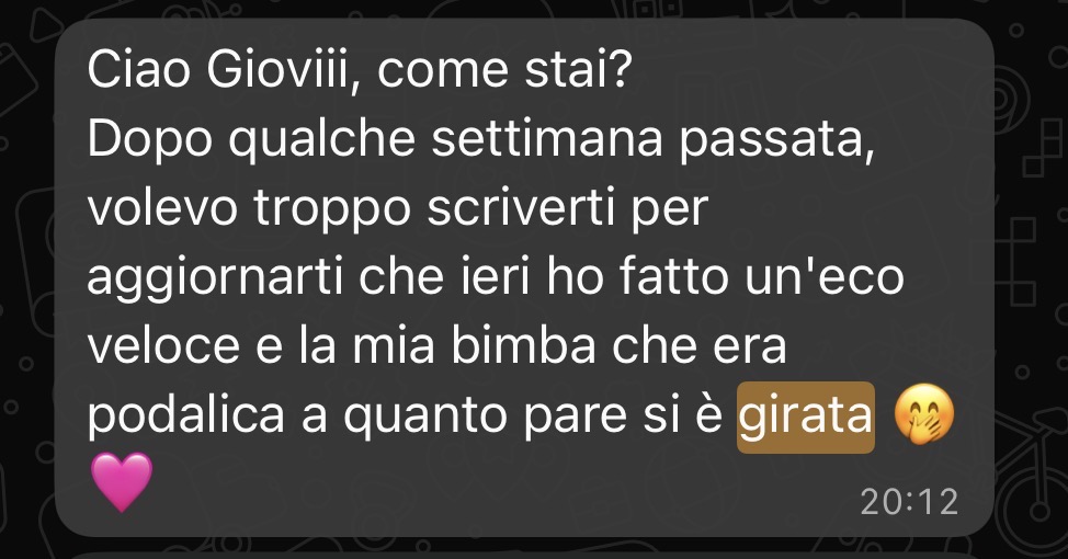 Messaggio di una mamma: la bimba si è girata