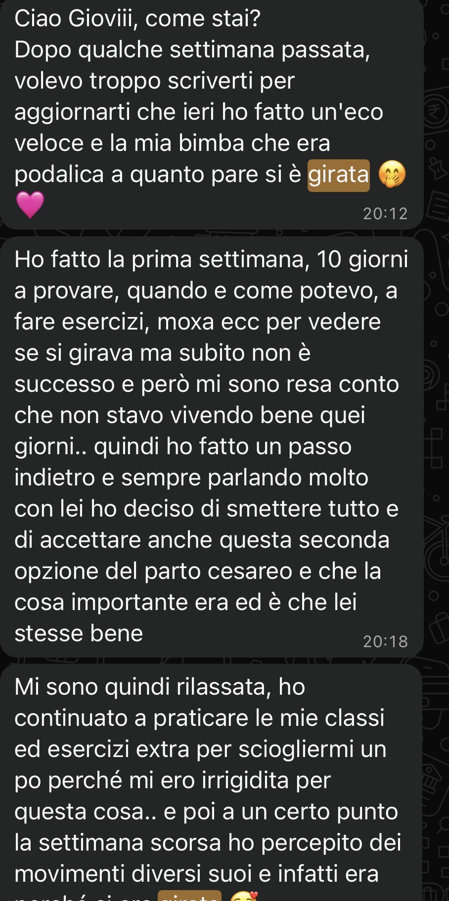 Messaggio di una mamma sul percorso Yoga per Bimbi Podalici