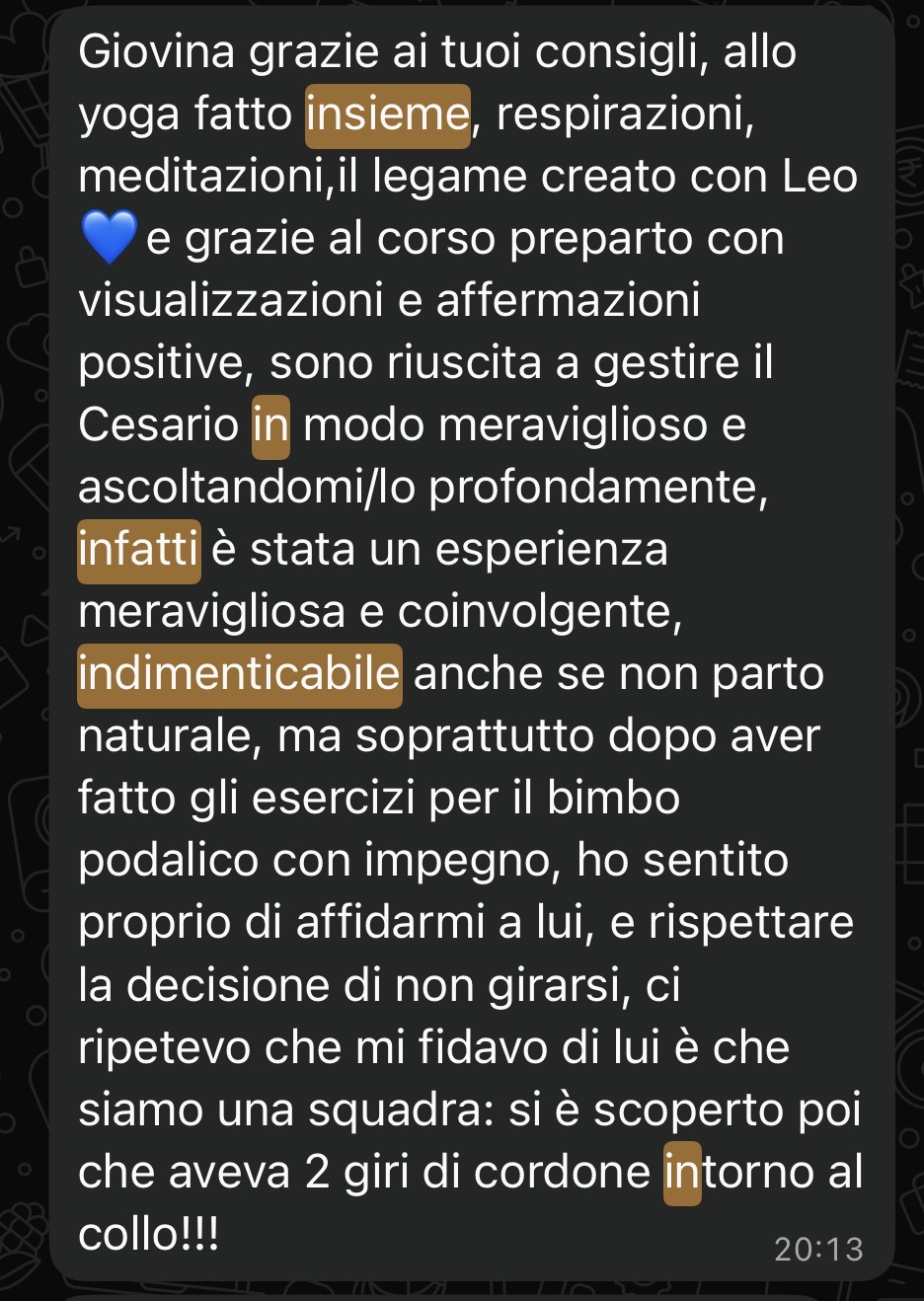Messaggio di una mamma: il suo bambino ha girato dopo il percorso