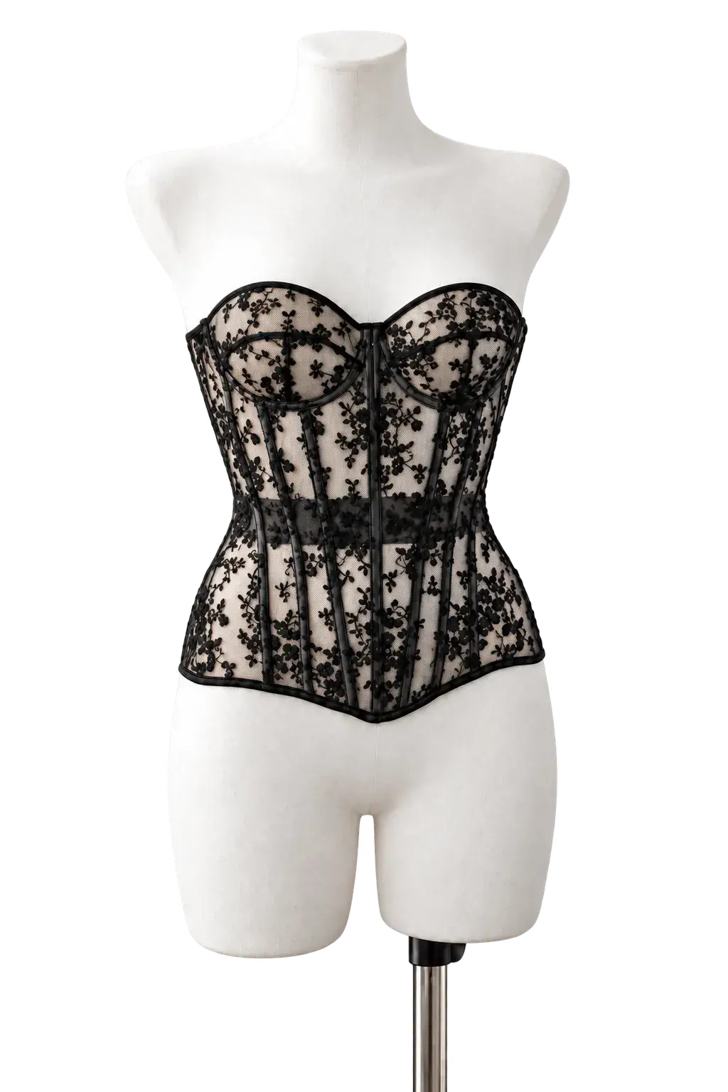 Corsé negro sobre maniquí