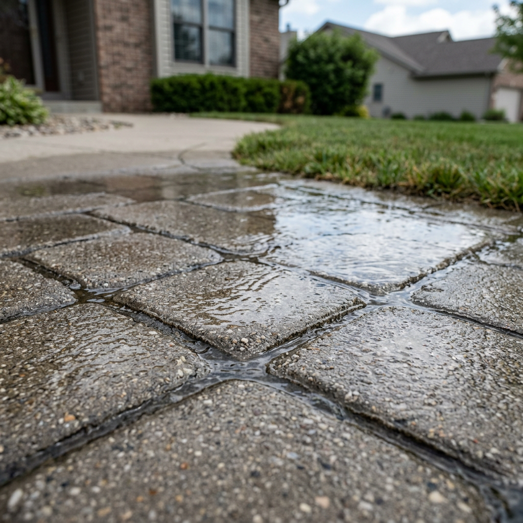 Cleaned paver patio with tidy joints