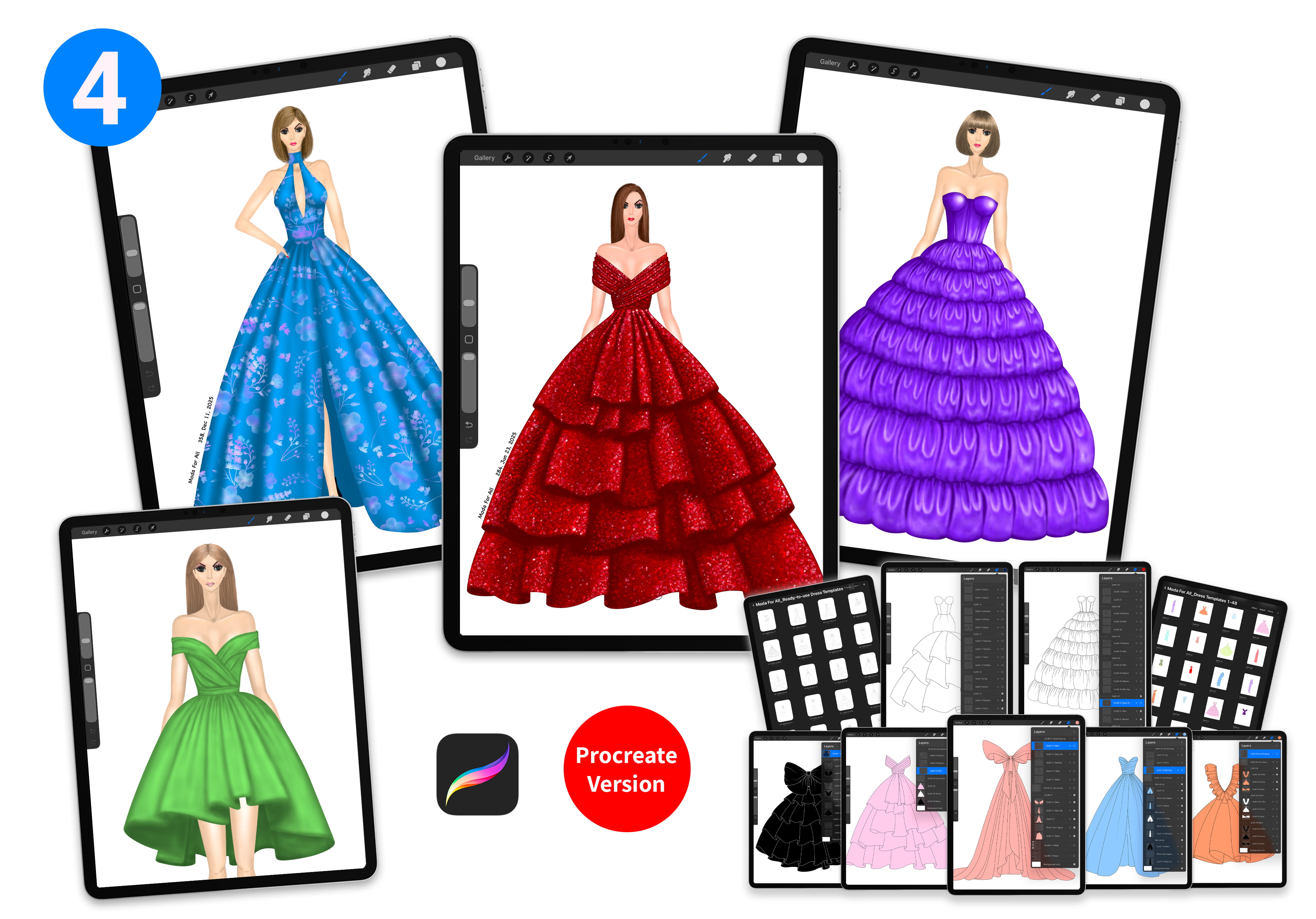 Procreate Instant Practice Dress Templates Pack