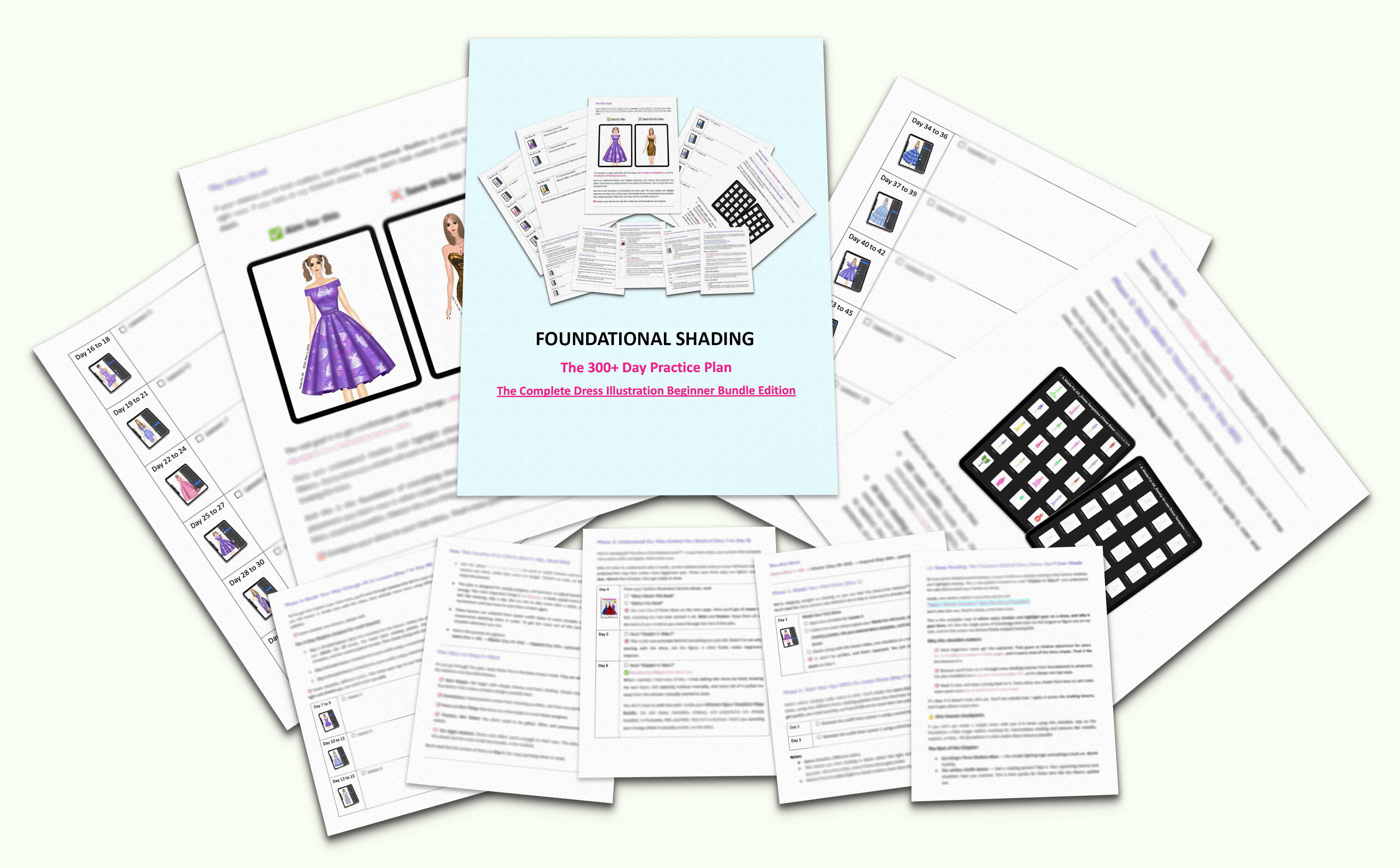 The Complete Procreate Dress Illustration Bundle for Beginners - Bonus 2 - 300+ Day Foundational Shading Practice Plan - Moda For All