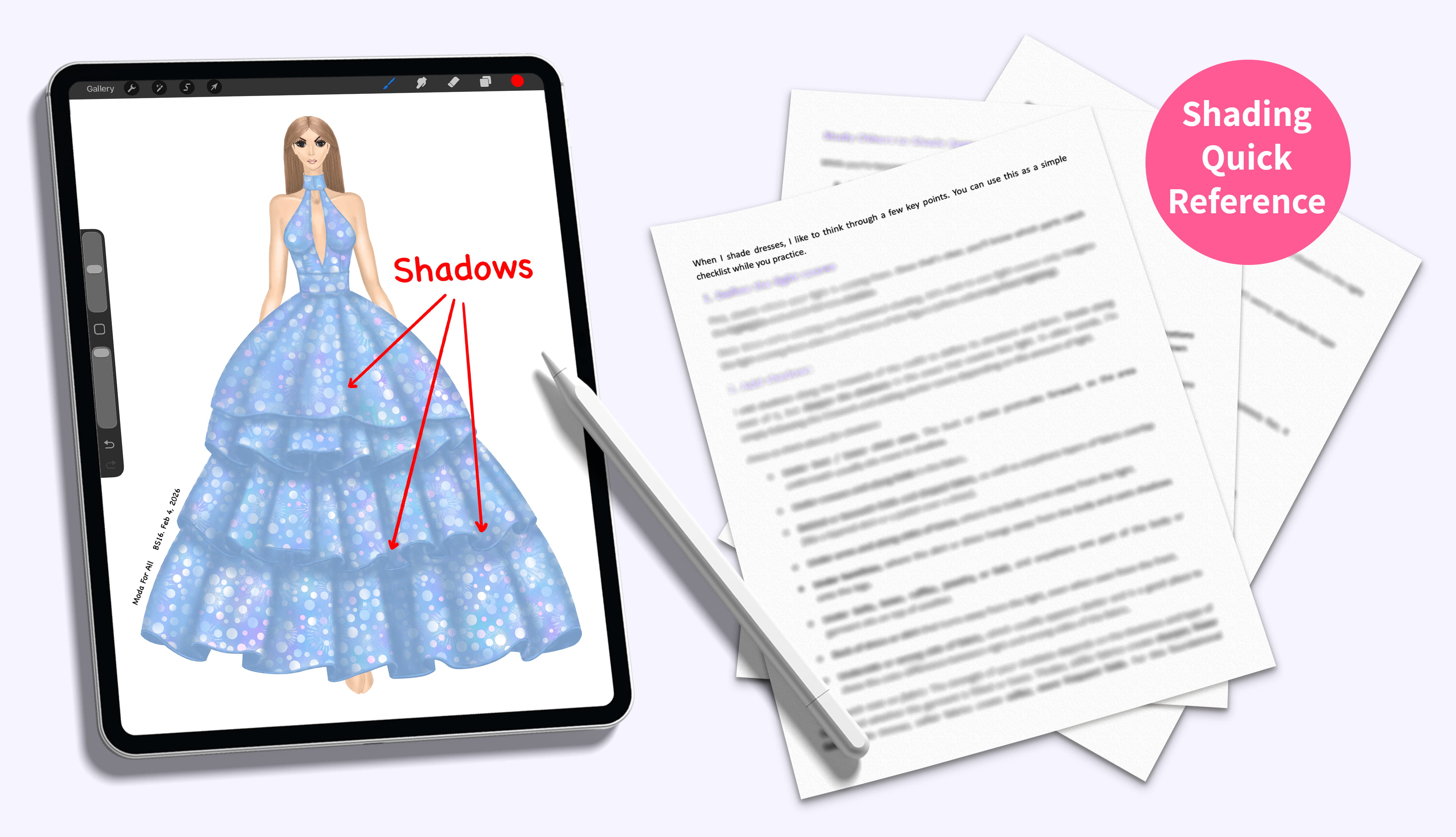 The Complete Procreate Dress Illustration Bundle for Beginners - Bonus 2 - 300+ Day Foundational Shading Practice Plan - Moda For All