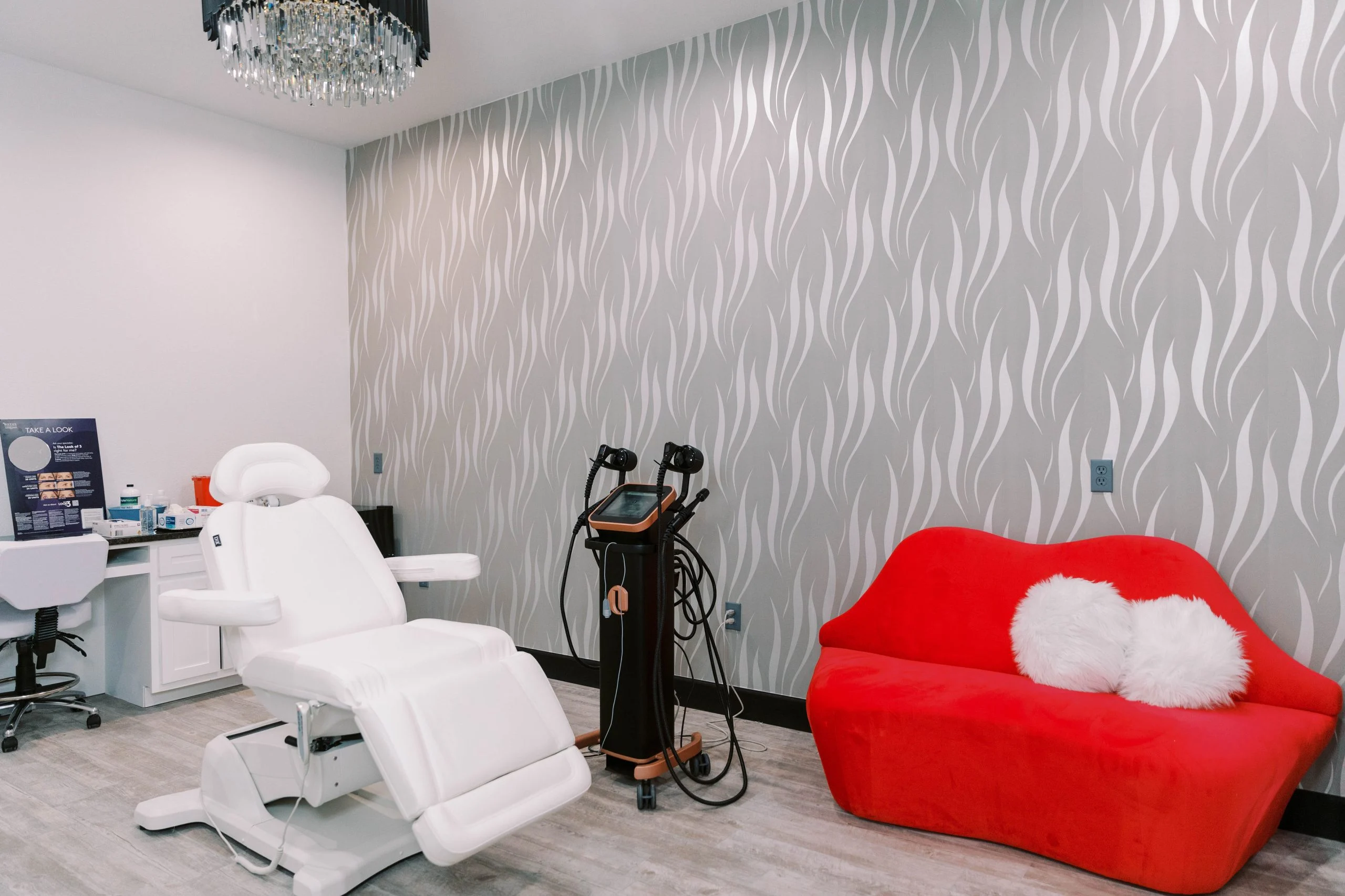 Clean, professional medical spa treatment room with neutral tones at Absolutely Gorgeous You in El Paso