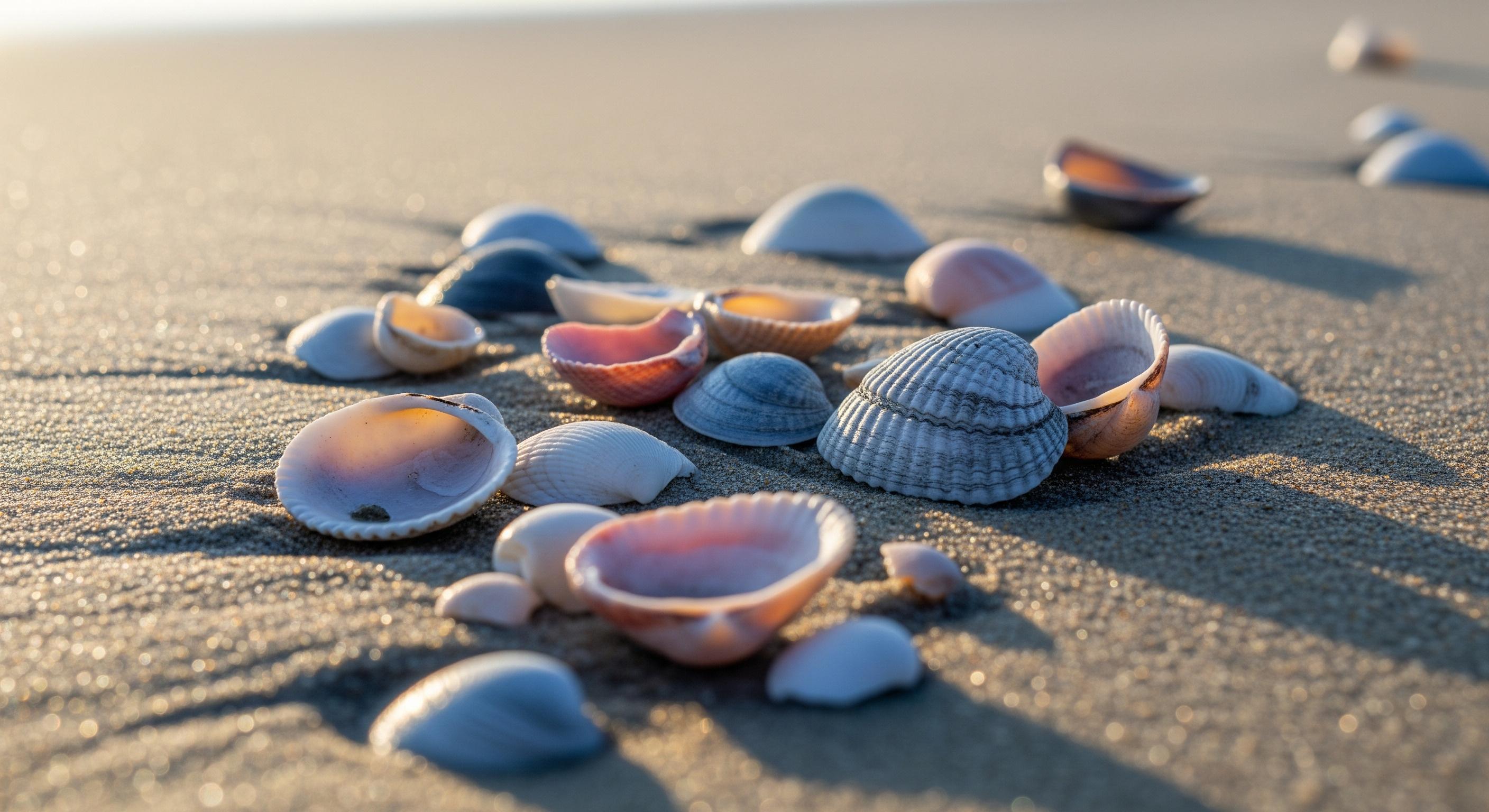 Shell collecting on Fort Myers Beach shoreline at sunrise