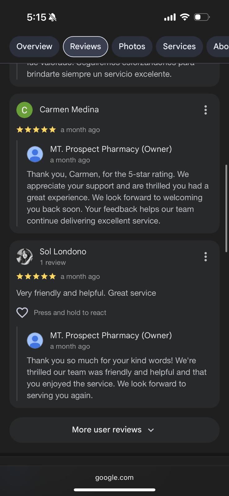 AI automatically replying to every Google review