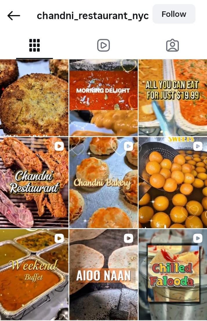 Daily content and live event coverage on Chandni Restaurant Instagram