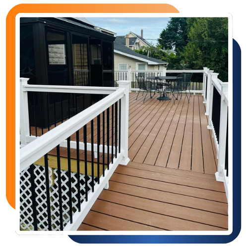 Homeowner meeting with deck builder in Catonsville, MD about a new backyard deck