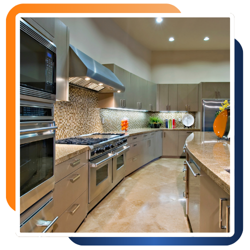 Modern kitchen remodel in Towson, MD with bright finishes and open space
