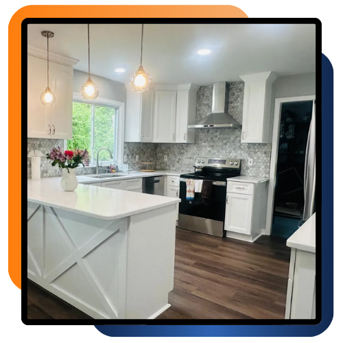 New backsplash and countertop replacement in kitchen remodel
