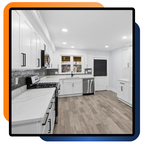 Custom kitchen cabinets and storage in a remodeled home