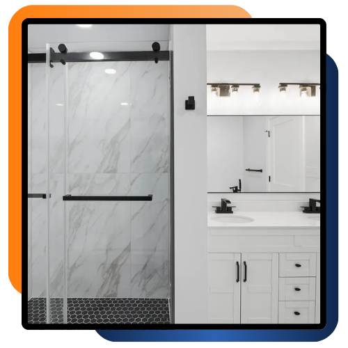 Shower tile installation with fresh walls and neat finishes in a remodeled bathroom
