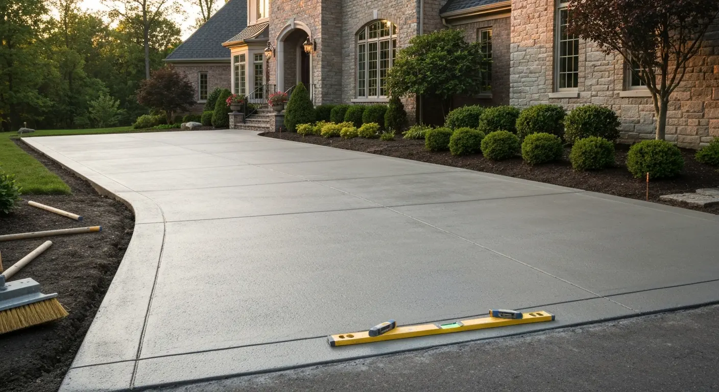 Concrete driveway in Gates Mills estate