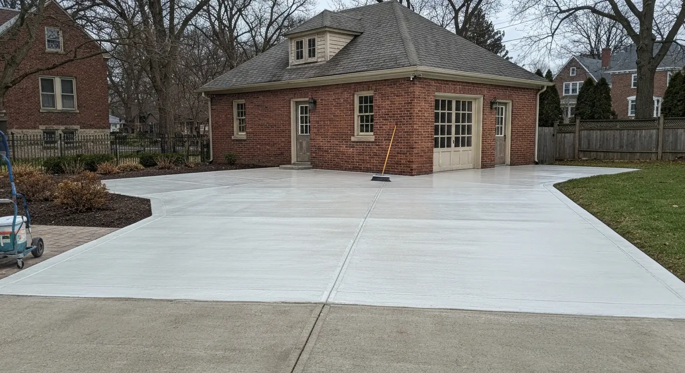 Garage floor concrete apron in Gates Mills