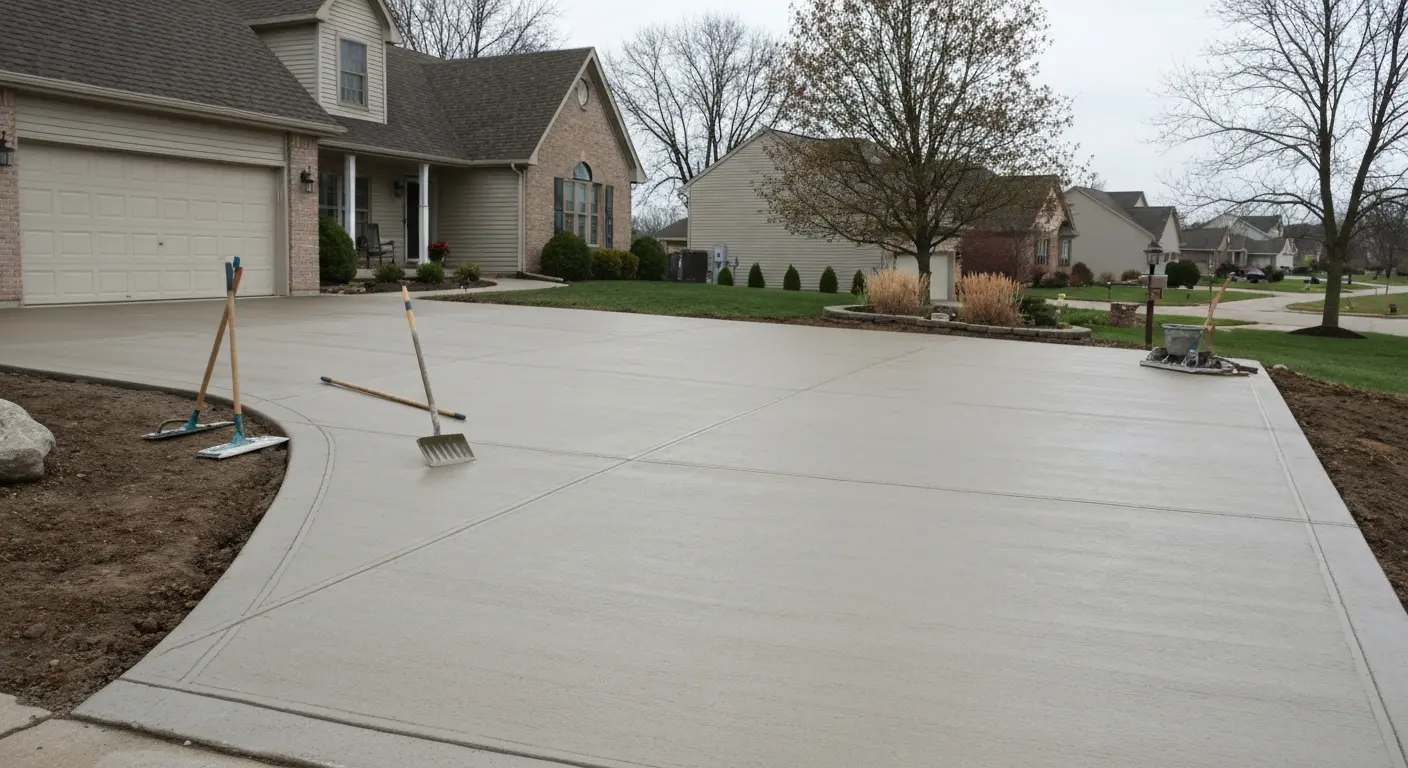 Concrete driveway installation