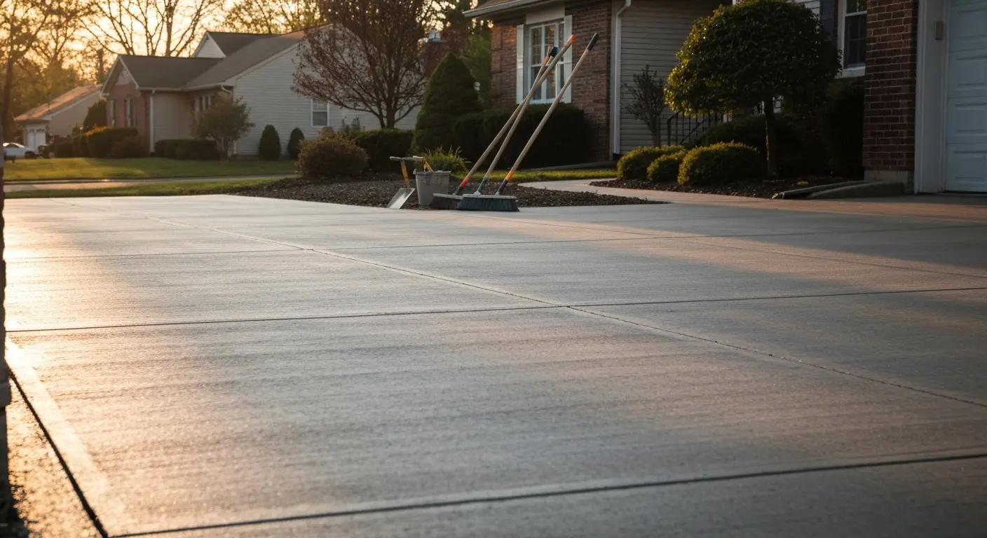 New concrete driveway installation