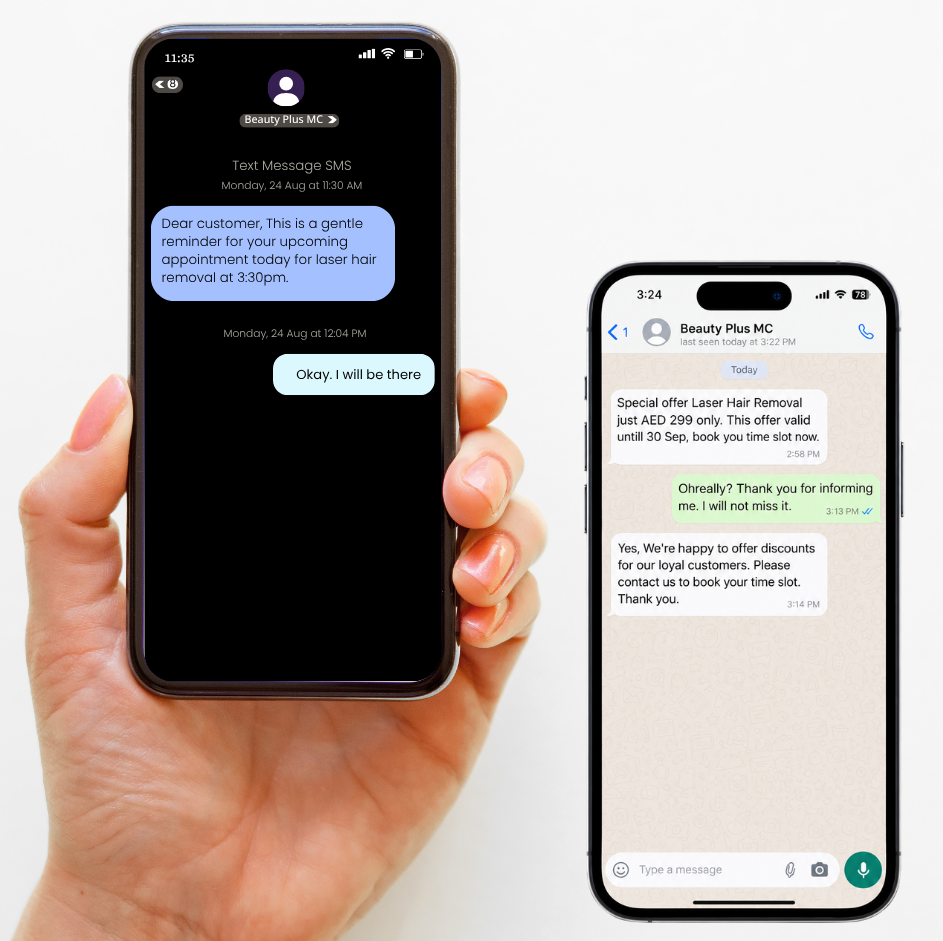 WhatsApp & SMS AI Agent — visual concept