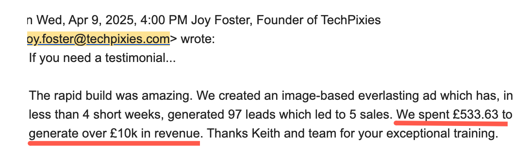 Joy Foster testimonial screenshot