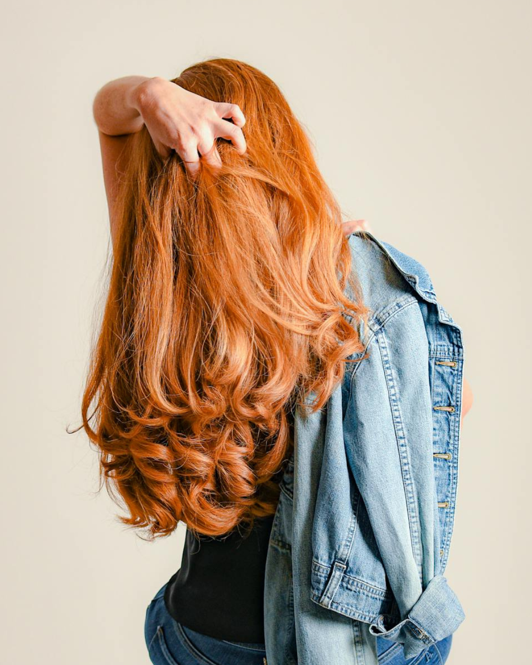 Beautiful red copper hair color showing vibrant professional hair coloring results at Charbel Hair Beauty salon in Dubai