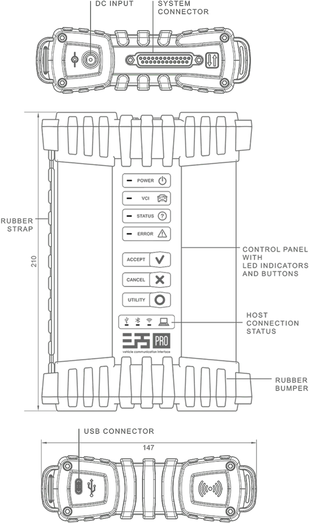 ELP5 PRO-VCI labelled technical diagram