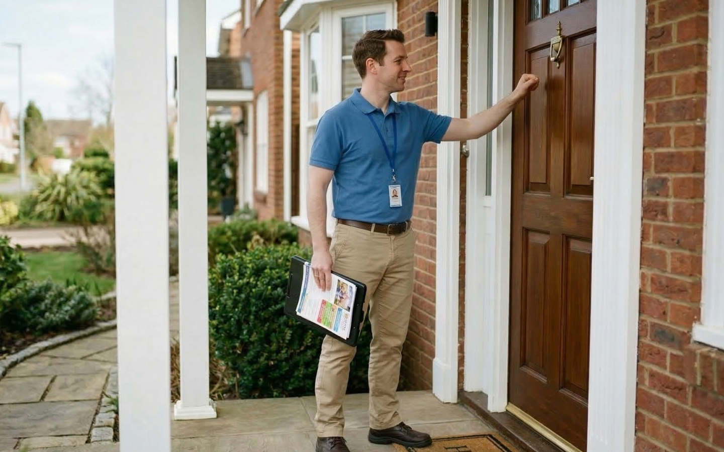 Sales rep knocking on a door