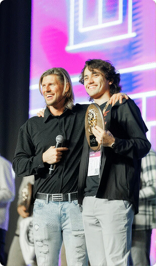 Golden Door winners on stage