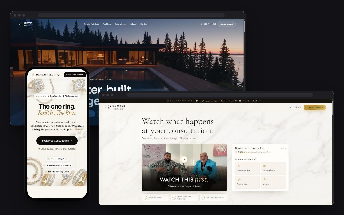 Websites we have designed and built for our clients, shown on a laptop and a phone