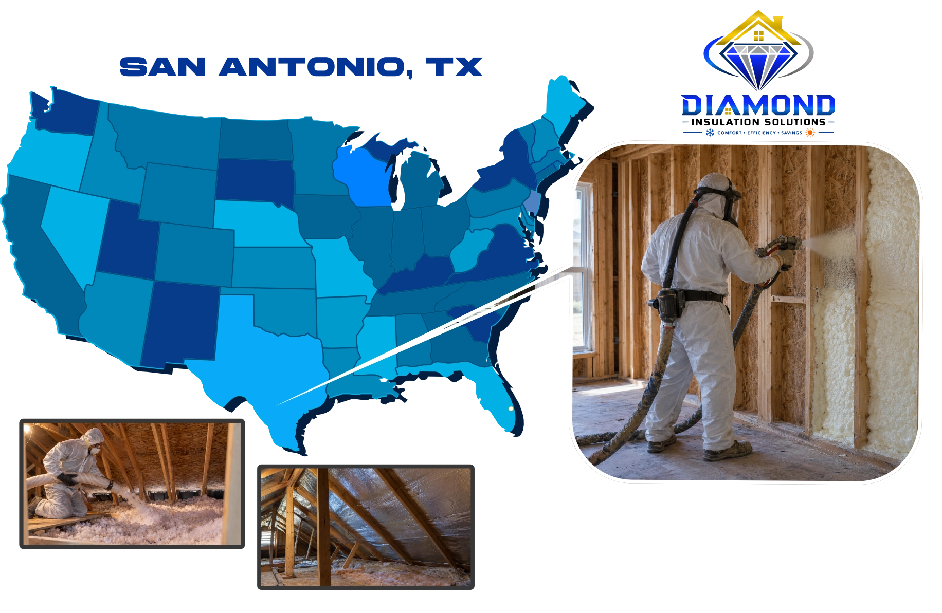 Texas service area map centered on San Antonio, Texas
