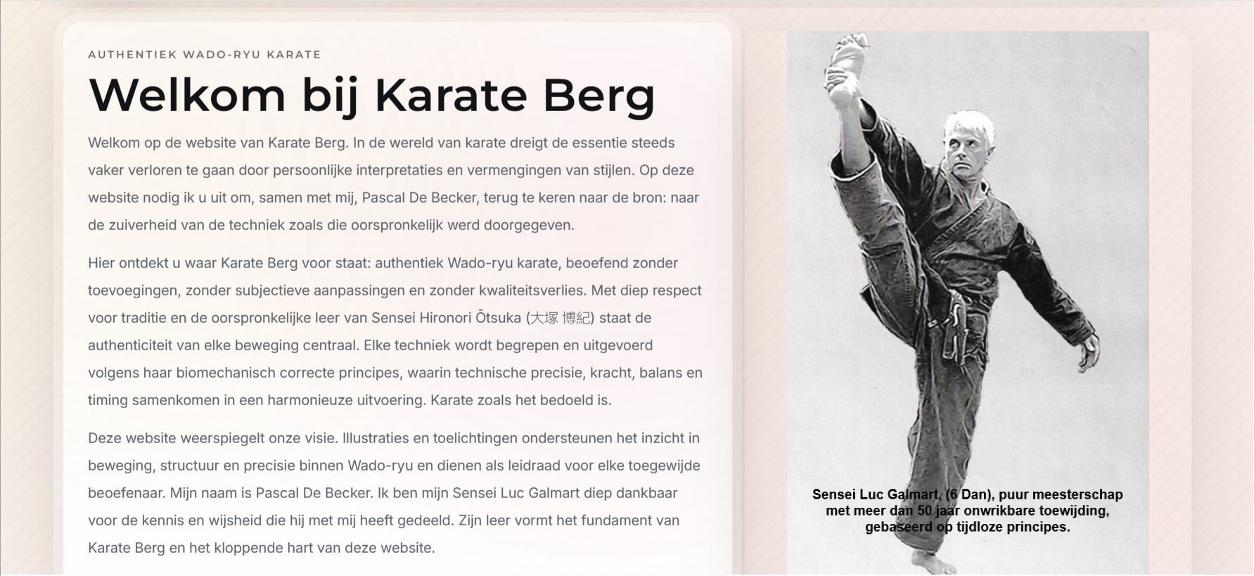 Karate Berg homepage screenshot
