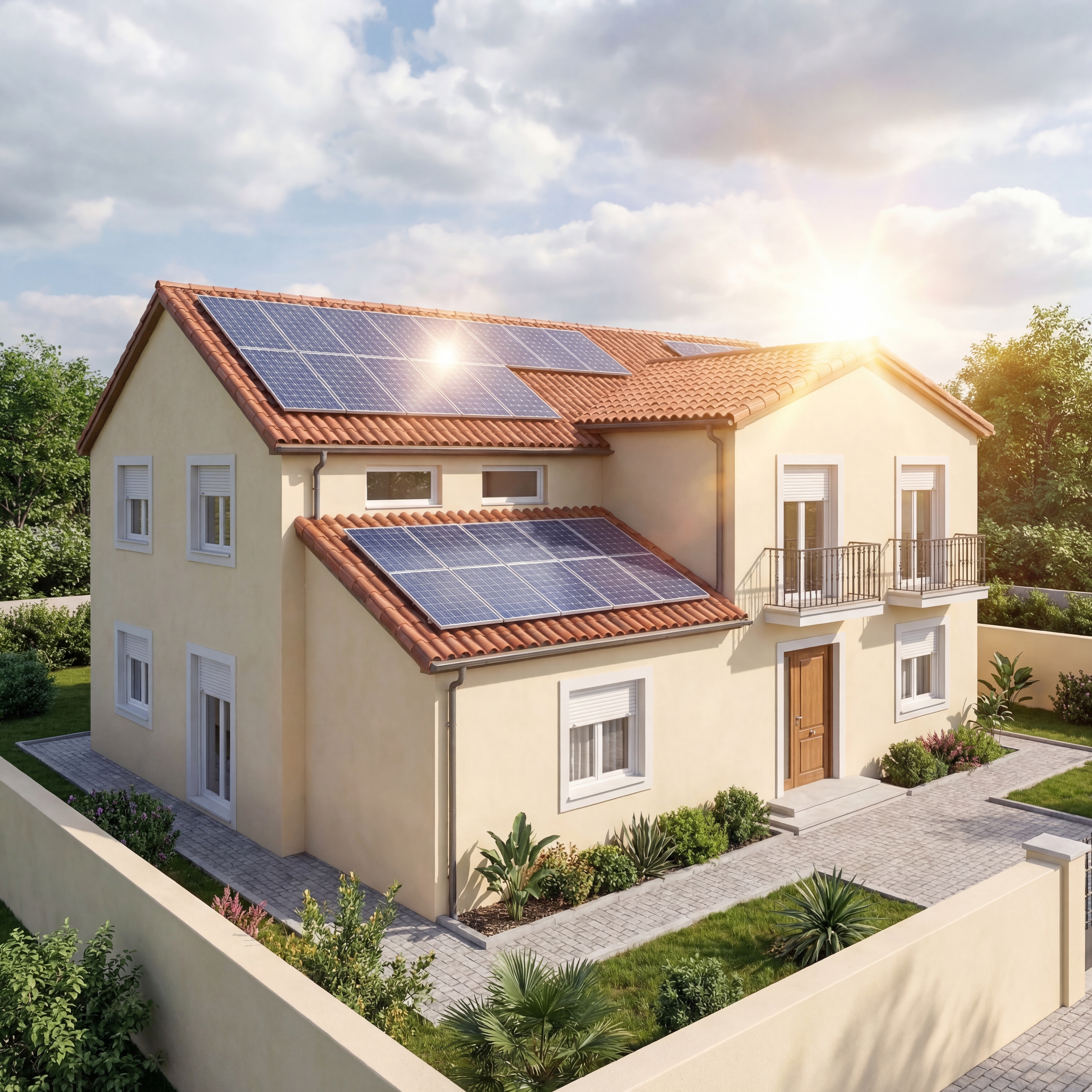 Casa con placas solares en la Comunidad Valenciana