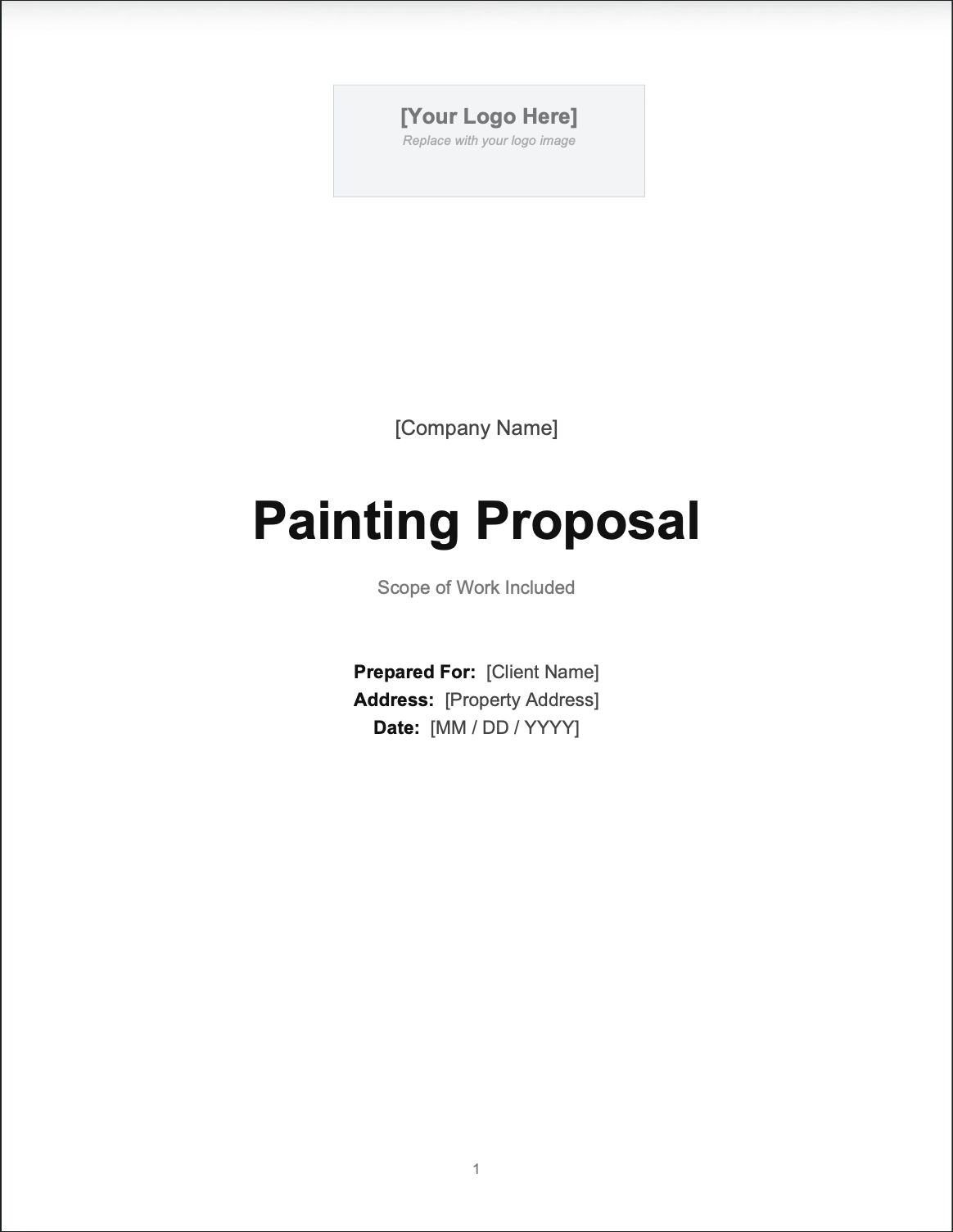 Painting Proposal — Cover Page