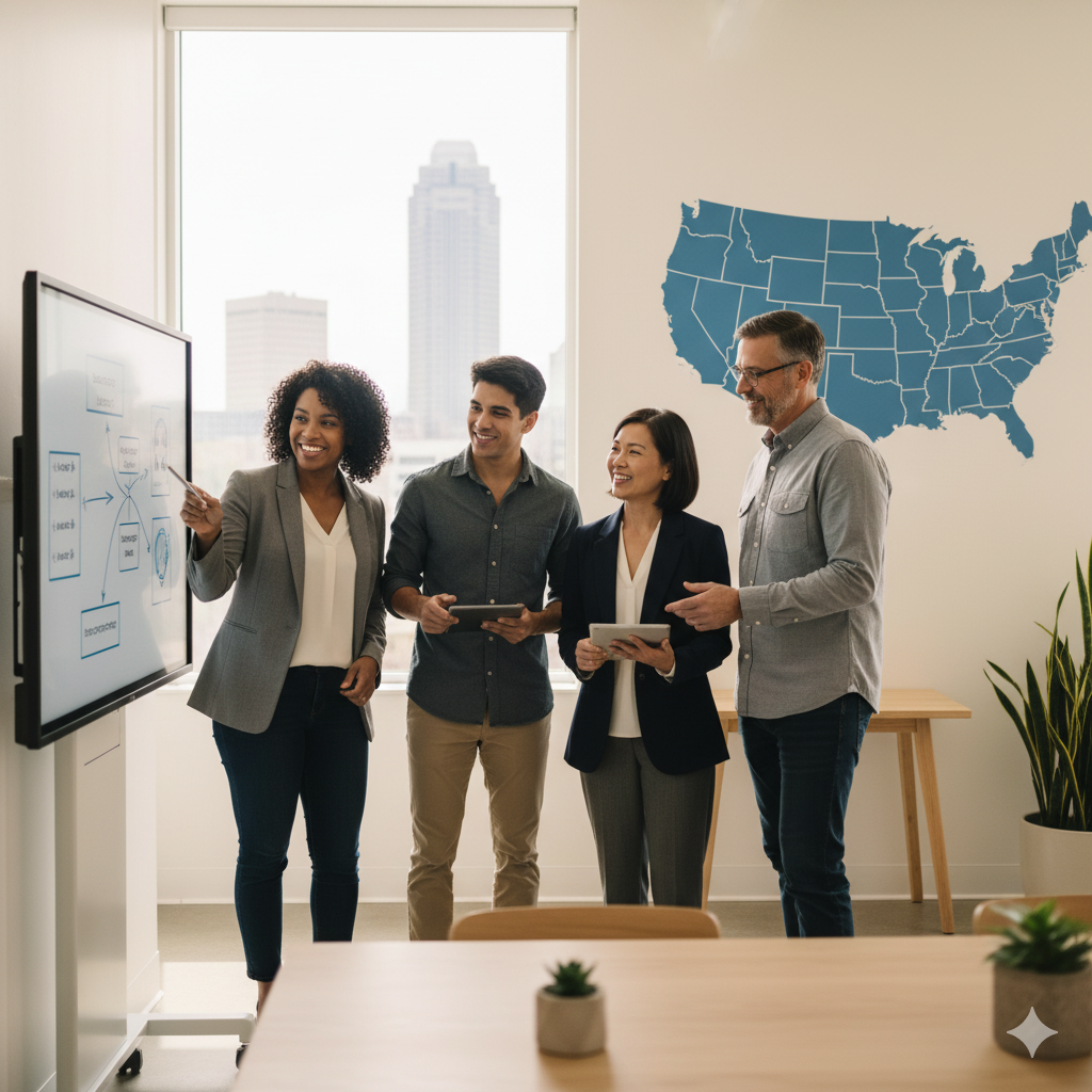 Indiana small business owners reviewing group health insurance options with BlackIron Financial