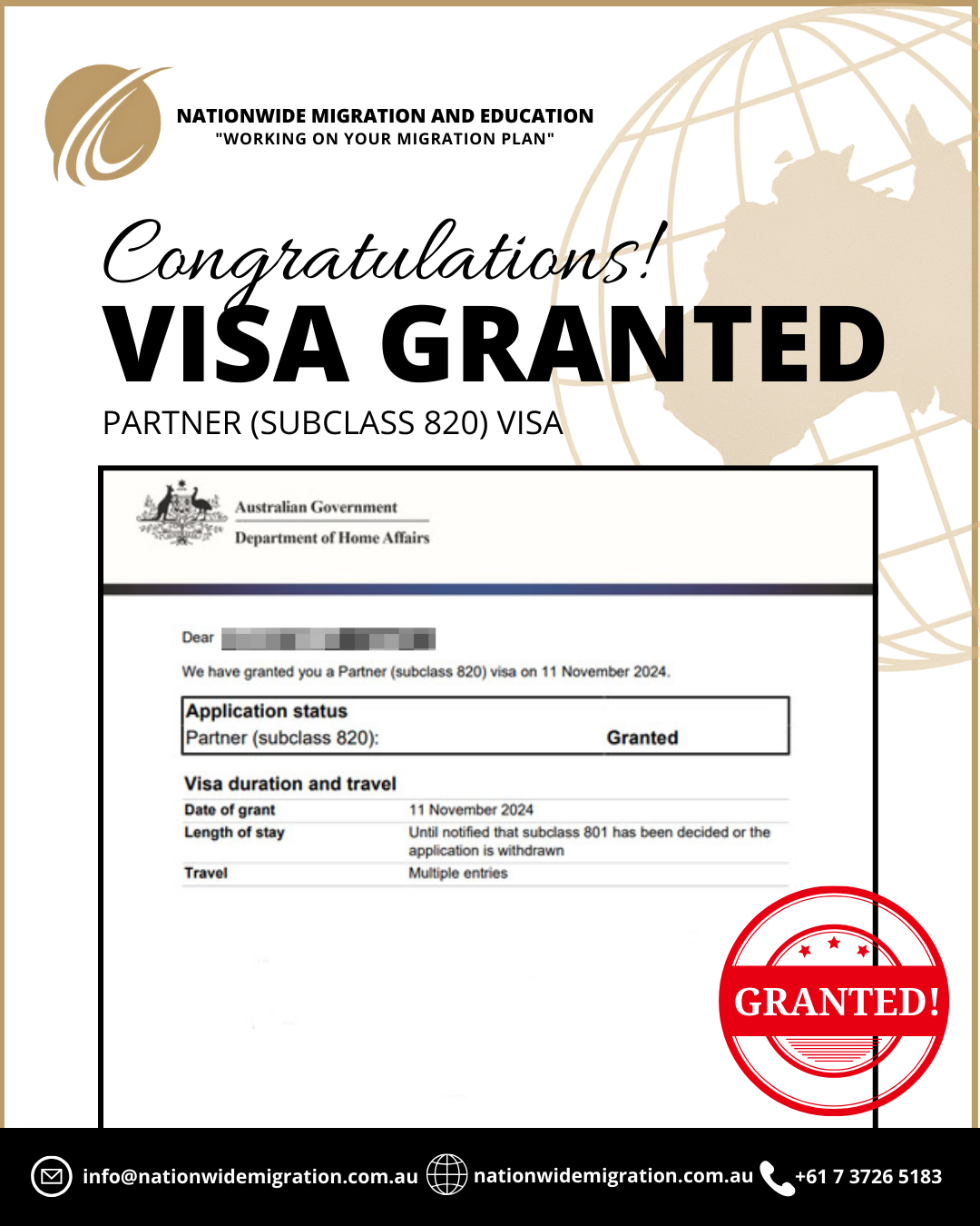 Australian partner visa granted outcome example