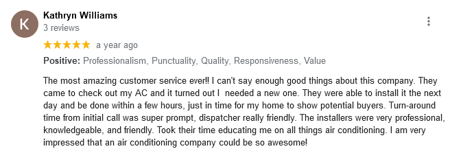 AJR Heating Air Conditioning Refrigeration, Inc. Google Review