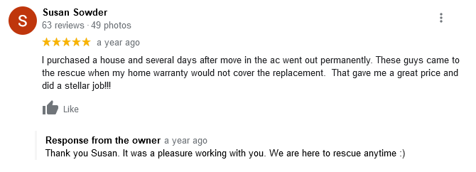 AJR Heating Air Conditioning Refrigeration, Inc. Google Review