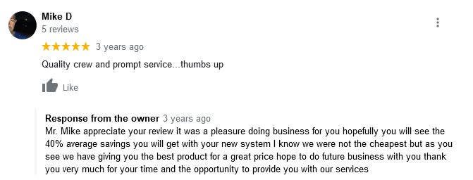 AJR Heating Air Conditioning Refrigeration, Inc. Google Review