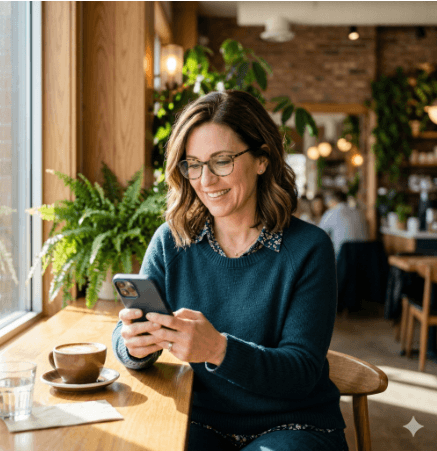 A woman booking in to get treated for Presbyopia at Aspen Eye Care