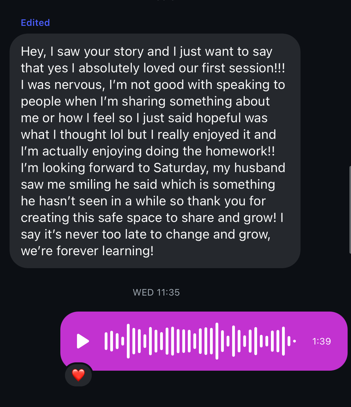 Student testimonial