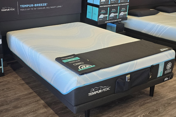Tempur-Pedic mattress on display at Snooze Mattress + Wellness East El Paso, featuring the TEMPUR-Breeze model designed for cooler, more comfortable sleep.