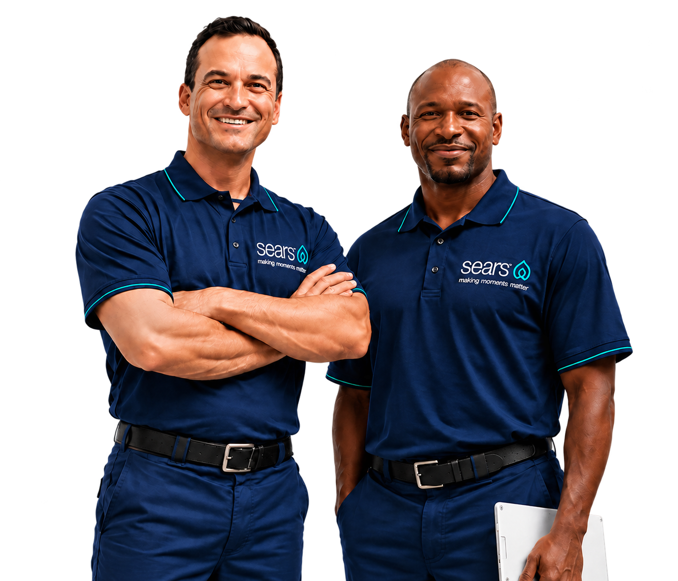 Two Sears technicians in Sears uniforms