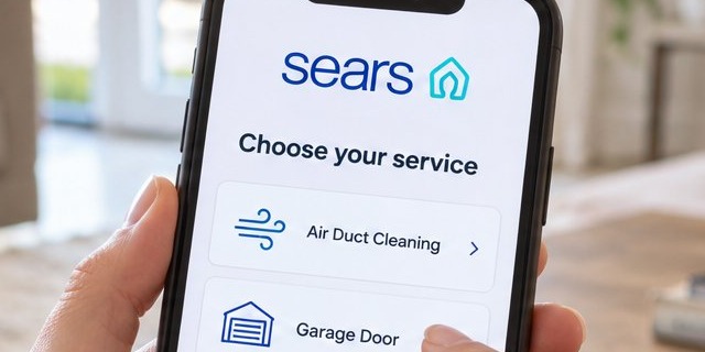 Customer choosing a Sears service on her phone