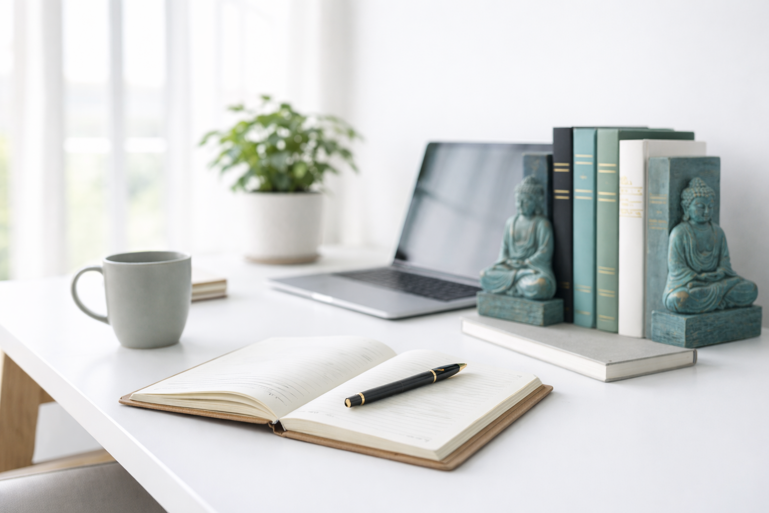 calm light filled office space