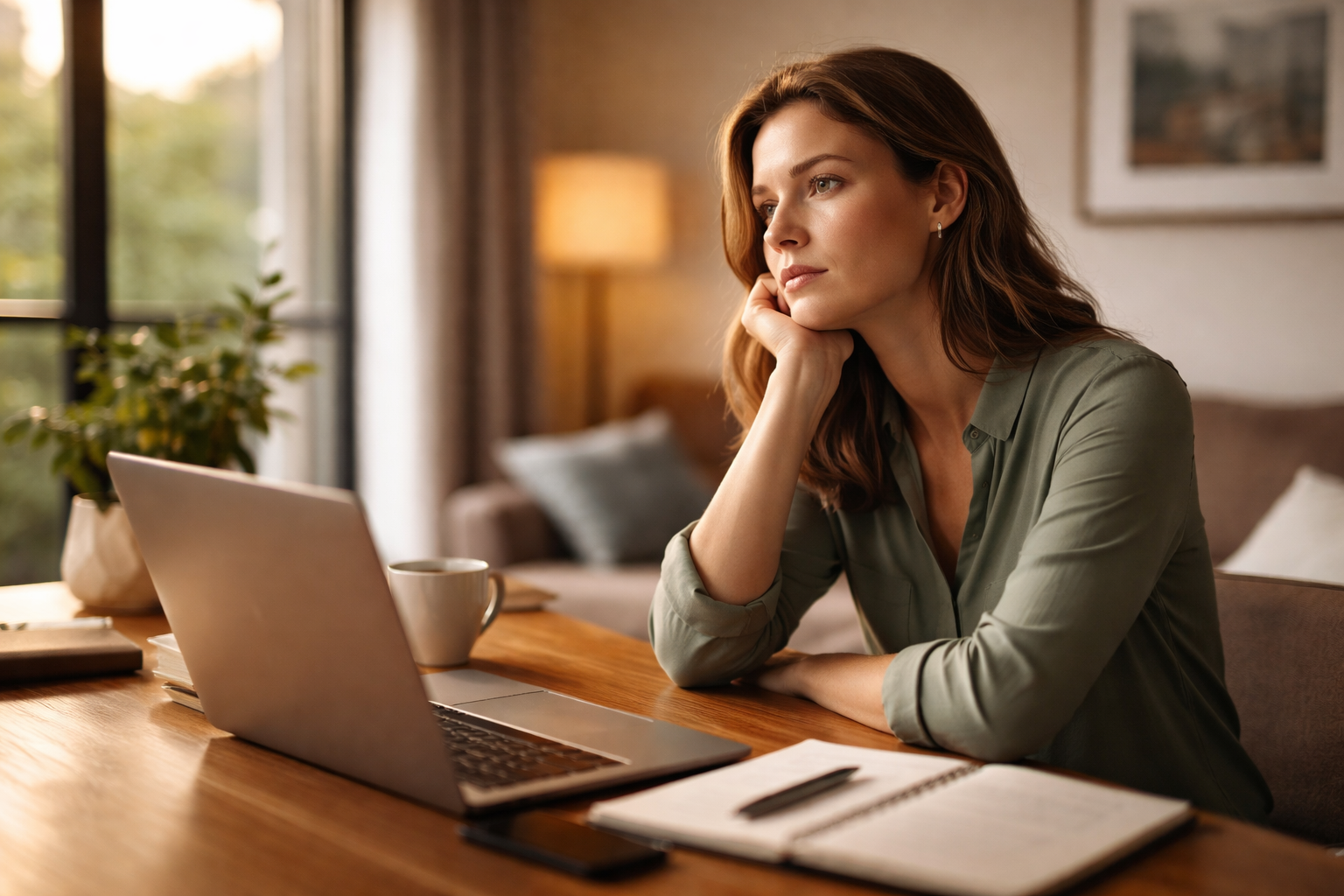 Professional reflecting at desk with financial pressure