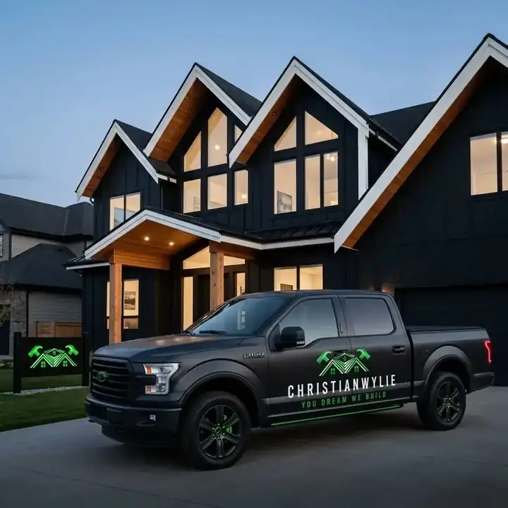 Christian Wylie LLC branded truck at a residential property
