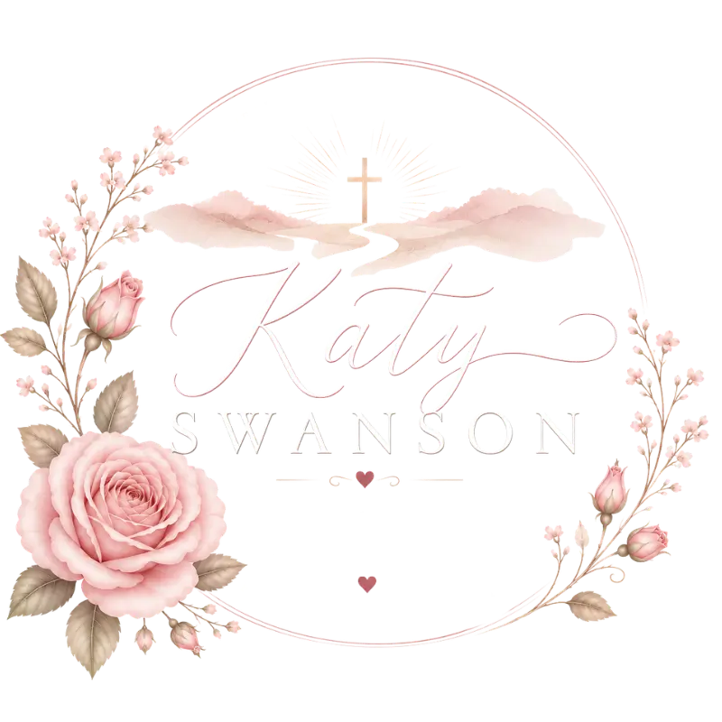 Katy Swanson logo with cross and roses