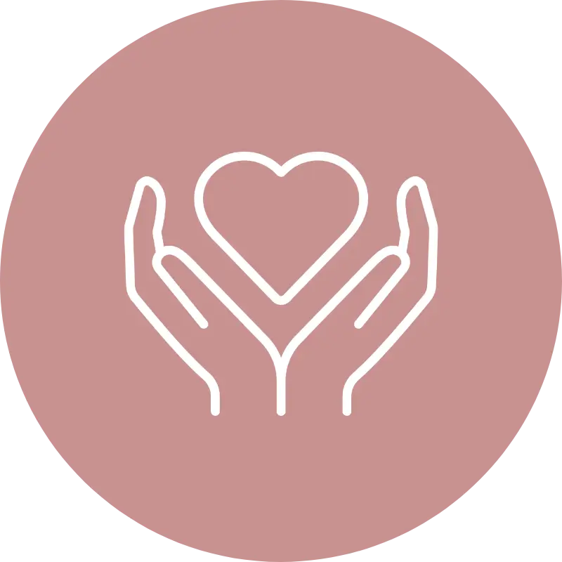 pink hand with hearts icon